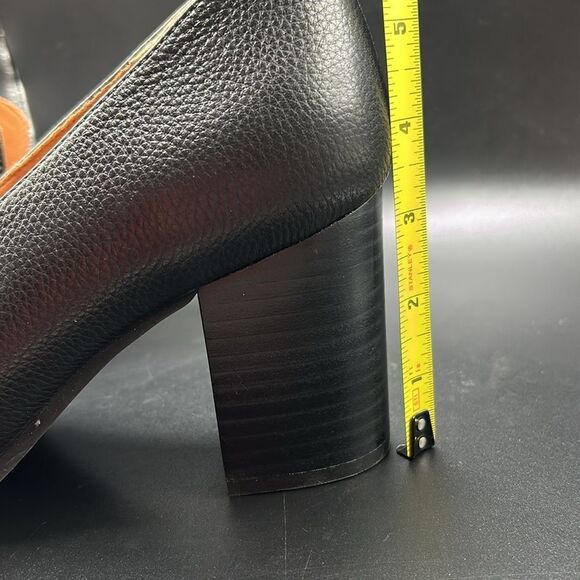 L'AMOUR DES PIEDS Quinziano Block Heel Leather Pumps Black Size 10 - Picture 10 of 10